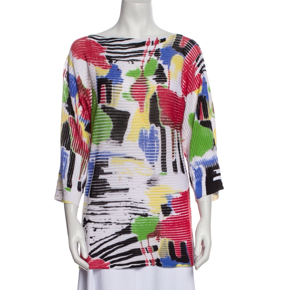 Printed Bateau Neckline Sweater